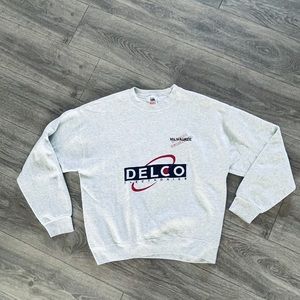 Vintage Delco Electronics crewneck gray sweater.